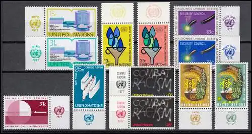 303-314 New York année 1977 complète - avec TAB, frais de port ** / MNH