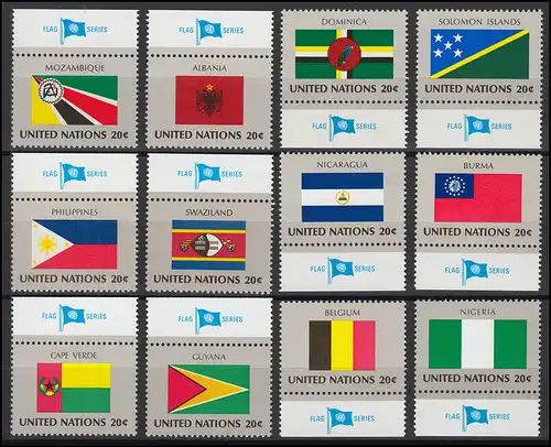 391-414 Nations Unies New York année 1982 complète - avec TAB, frais de port ** / MNH