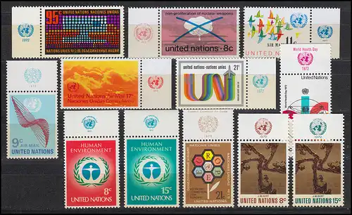 242-253 New York année 1972 complète - avec TAB, frais de port ** / MNH