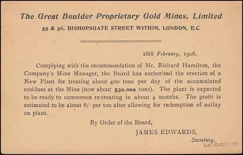 Royaume-Uni Carte postale P 31 Eduard VII LONDON 1.3.1906 vers ROSSLAU 2.3.06