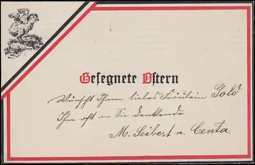 AK Gesegnete Ostern mit Küken, MÜNCHEN 4.4.1917 nach Frankfurt/Main
