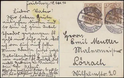 Photo-AK Dévastations par tir d'artillerie, FREIBURG 18.10.1914 à Lörrach