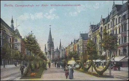 AK Berlin Tauentzienstraße avec l'église du Souvenir de l 'empereur Wilhelm, KATZOW 31.5.17