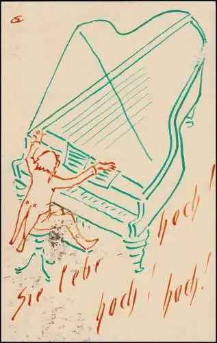 Carte d'artiste Le piano, BREMEN 16.6.1920 après Lesum