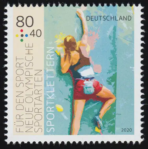 3542 Sporthilfe Sportklettern 80 Cent aus Zehnerbogen, ** postfrisch