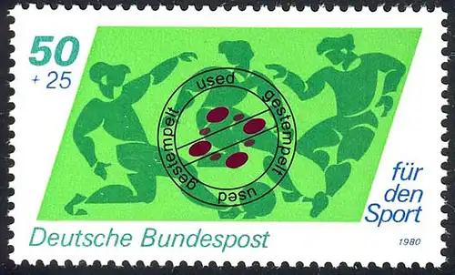 1046 Sporthilfe 50+25 Pf Fußball O gestempelt