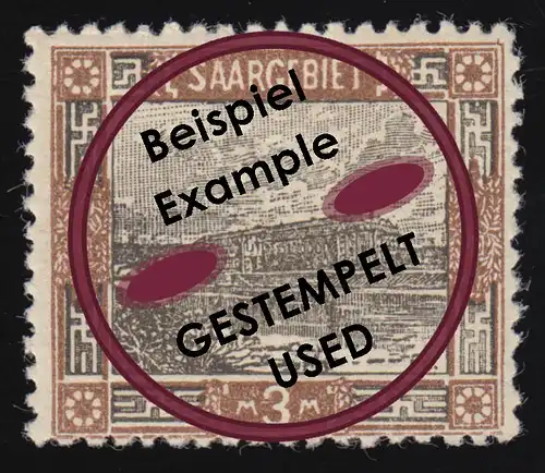 Saargebiet 66A Landschaftsbild 3 Mark gestempelt