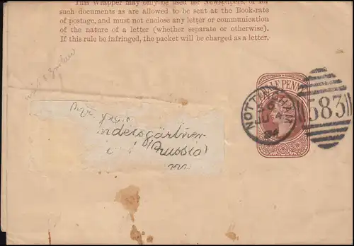 Royaume-Uni Streifband S 6 Viktoria DUP NOTTINGHAM 583 - 4.6.1894