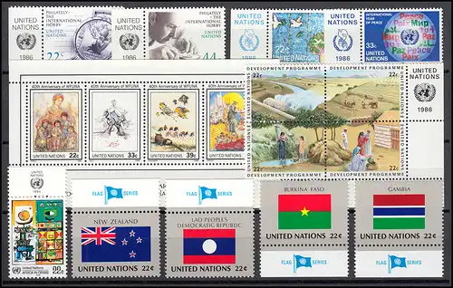 490-518 Nations Unies New York année 1986 complète - avec TAB, frais de port ** / MNH