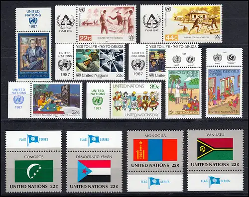 519-543 UNO New York Jahrgang 1987 komplett - mit TAB, postfrisch ** / MNH