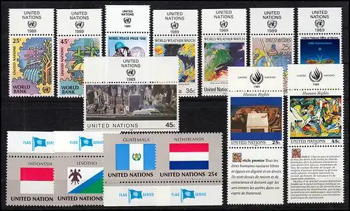 571-596 UNO New York Jahrgang 1989 komplett - mit TAB, postfrisch ** / MNH