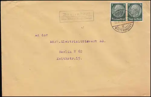 Landpost Brusendorf sur KÖNIGS-WUSTERHAUSEN e 18.10.38 sur lettre à Berlin