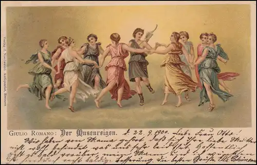 Gemälde Giulio Romano: Der Musenreigen, MAGDEBURG 22.9.1900 nach DODENDORF 22.9.
