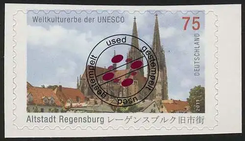 2850 UNESCO Regensburg SELBSTKLEBEND aus Folienblatt 14, gestempelt O