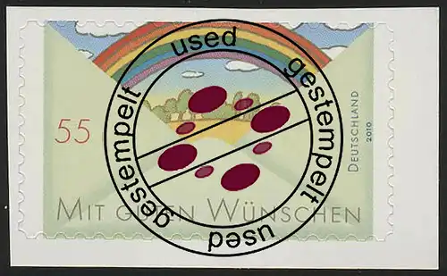 2849 Grußmarke: Regenbogen SELBSTKLEBEND aus Folienblatt 13, O gestempelt 