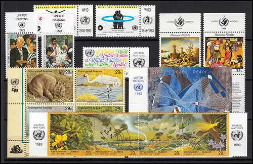 642-660 UNO New York Jahrgang 1993 komplett - mit TAB, postfrisch ** / MNH