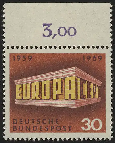 584 Europe 30 Pf Temple ** Haut bord