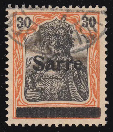 Sarregebiet 10xI Germania Sarre-Type I sur 30 Pf, cacheté