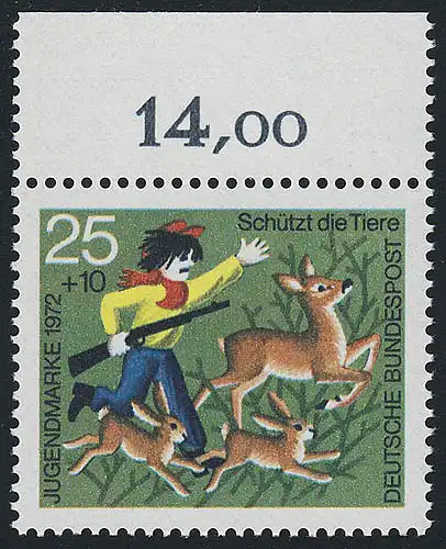 712 Jugend Tierschutz 25+10 Pf Wald ** Oberrand