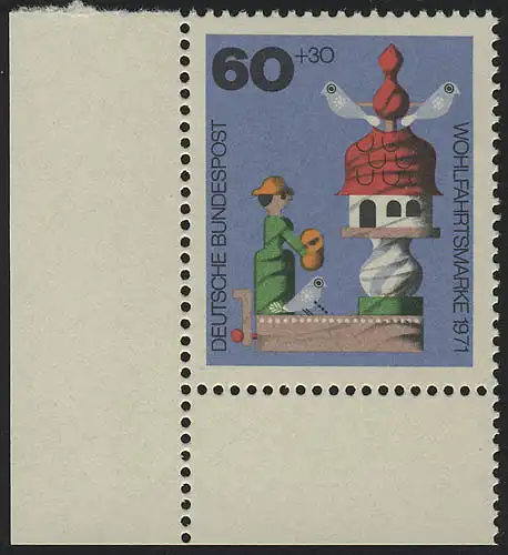 708 Bien-être Jouet ancien 60+30 Pf Pigeonnier ** coin et l.