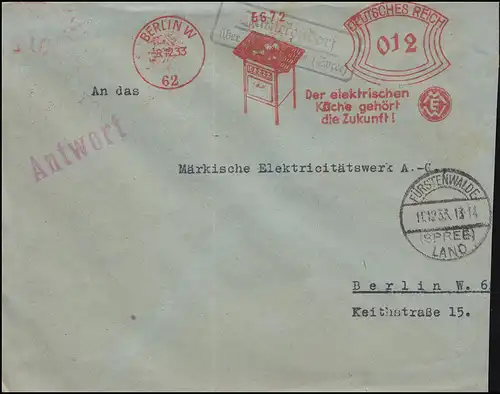 Landpost Jänickendorf sur FÜRSTENWALDE (SPREE) LAND 11.12.1933 sur lettre