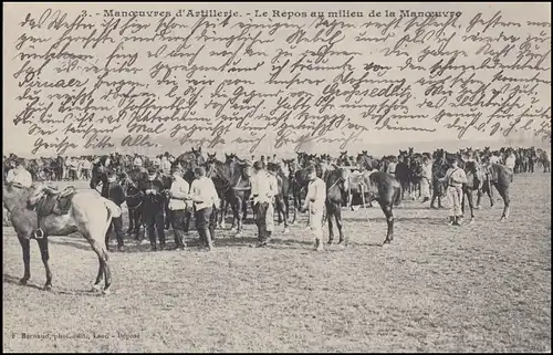 Poste de champ allemand n° 31 - 12.12.1914 sur les chevaux et l'artillerie français AK