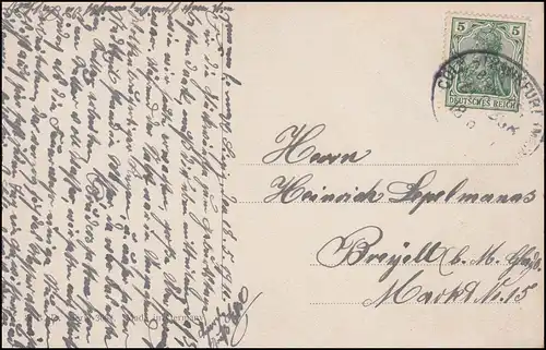 Post de chemin de fer CÖLN-FRANKFURT (MAIN) vers 1906, sur AK Village vie avec animaux