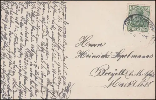 Post de chemin de fer CÖLN-FRANKFURT (MAIN) vers 1906, sur AK Village vie avec animaux