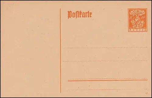 Bayern Postkarte P 116 Abschiedsausgabe 10 Pf orangegelb, wie verausgabt ** 