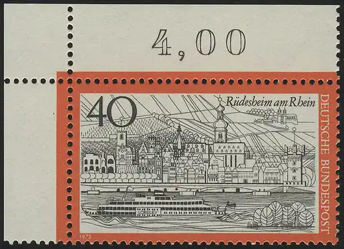 762 Tourisme Rüdesheim 40 Pf ** Coin o.l.