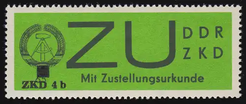 2x Dienst-E ZU mit Aufdruck ZKD4b, gewöhnliches Papier, ** postfrisch