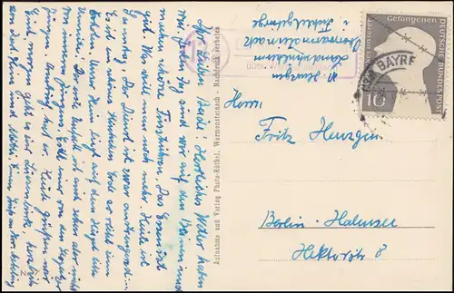 Landpost Oberwarmensteinach über Warmensteinach BAYREUTH 28.9.1953 auf AK