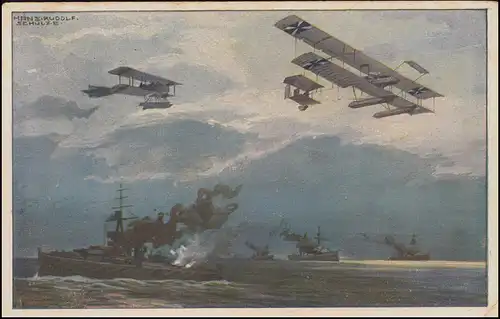 Aéronefs de Militaria-AK au-dessus de la flotte anglaise, poste de terrain 11.7.16