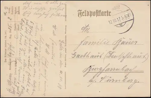 Patriotisme-AK Édition de nourriture dans l'hôpital, FELDPOST 12.10.1917