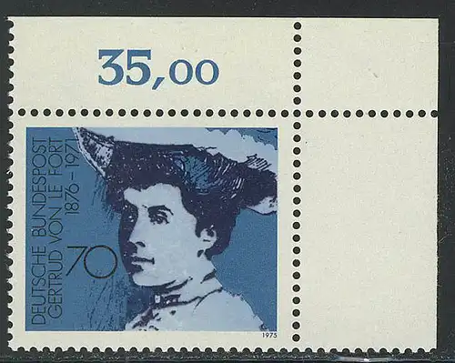 829 Deutsche Frauen 70 Pf von Le Fort ** Ecke o.r.