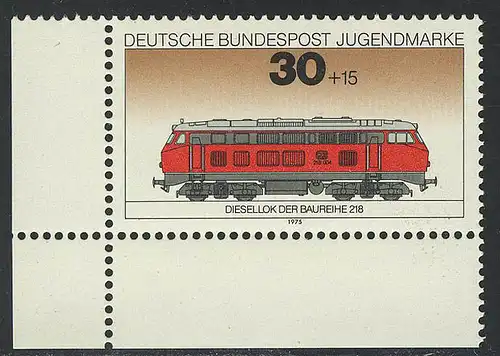 836 Jugend Lokomotiven 30+15 Pf ** Ecke u.l.