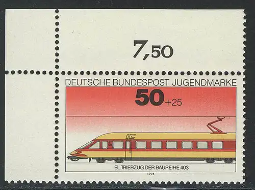 838 Jugend Lokomotiven 50+25 Pf ** Ecke o.l.