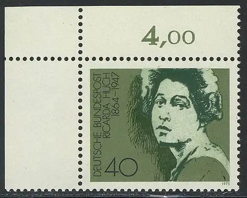 827 Femmes allemandes 40 Pf Ricarda Huch ** Coin o.l.