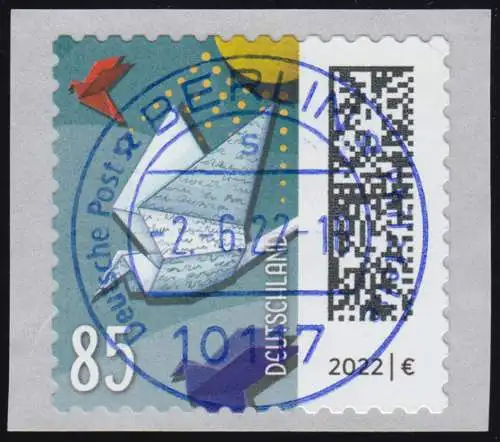 3652 Brieftaube 85 Cent sk aus 5000er mit GERADER Nummer, ET-O der VS Berlin