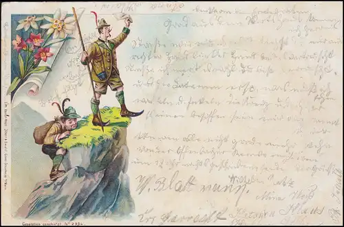 Caricature-AK Les deux tours du sommet, LANDAU 26.9.1899 selon Kaiserslautern