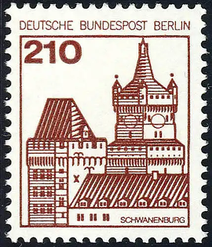 589 Burgen und Schlösser 210 Pf Schwanenburg, alte Fluoreszenz, **