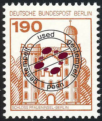 539 Burgen und Schlösser 190 Pf Pfaueninsel Berlin, alte Fluoreszenz, O