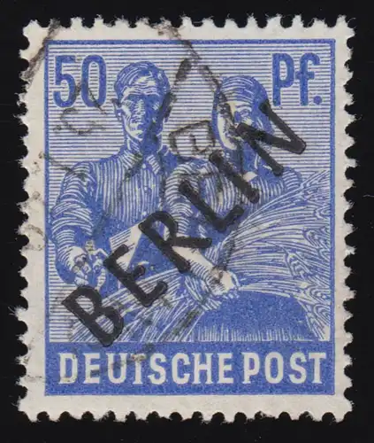 13 Schwarzaufdruck 50 Pf O geprüft