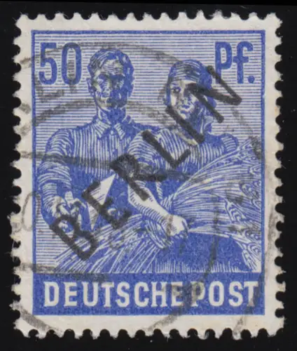 13 Schwarzaufdruck 50 Pf, gestempelt O