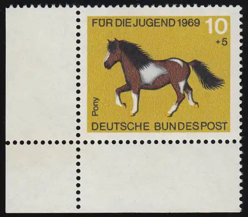 578 Jugend Pferde 10+5 Pf Pony ** Ecke u.l.