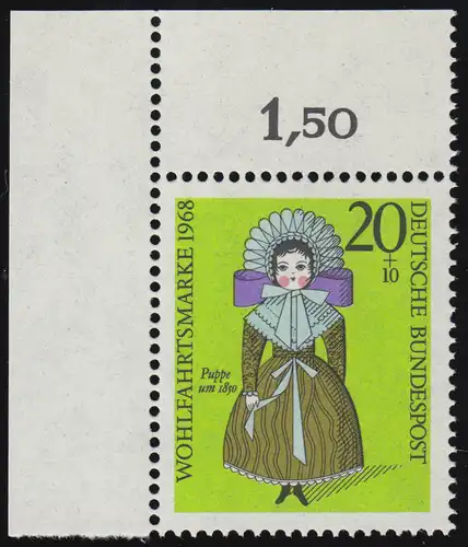 572 Poupées de bien-être 20+10 Pf ** coin o.l.