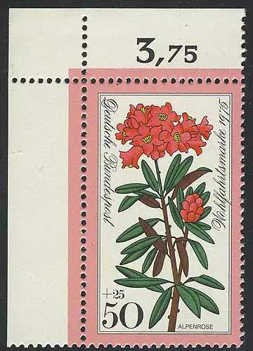 869 fleurs 50+25 Pf Alpes ** coin o.l.