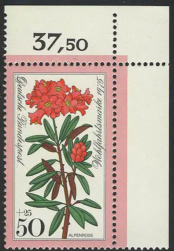 869 Blumen 50+25 Pf Alpenrose ** Ecke o.r.
