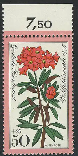 869 Blumen 50+25 Pf Alpenrose ** Oberrand