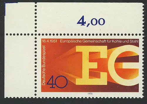 880 EG Kohle und Stahl ** Ecke o.l.